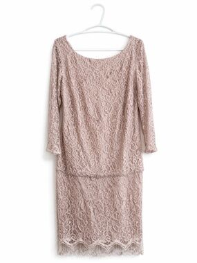 Laura Champagne Glitter Lace Drop Waist Dress w Fitted Fringe — Size 10 EUC